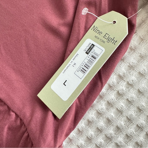 NWT Nine Eight New York Womens Size L Empire Waist Knit Button Dress in Mauve - Picture 4 of 5